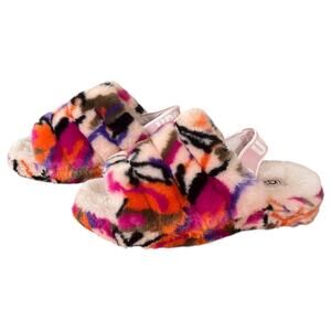 UGG Fluff Yeah Slide Slingback Sandal Slipper Motlee Multicolor Women's 9